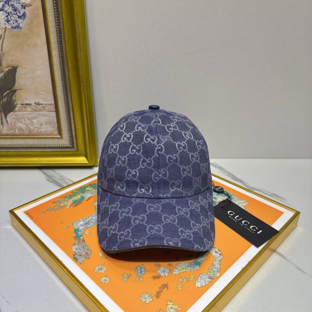 Gucci Cotton Canvas GG Baseball Cap In Blue